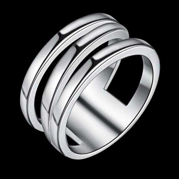 Jewelry - Sterling Silver Triple Band Cuff Ring 925